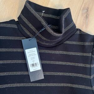 Veronica Beard Black and Gold Striped turtle Neck Sweater